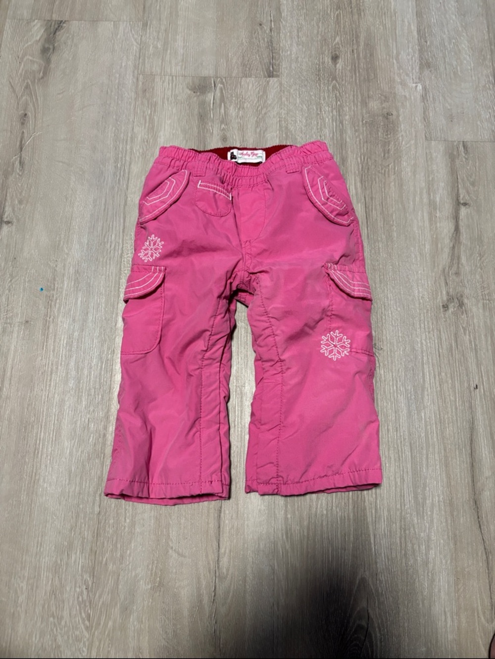 GAP Pink Cargo Snowflake Kids Joggers-Lined